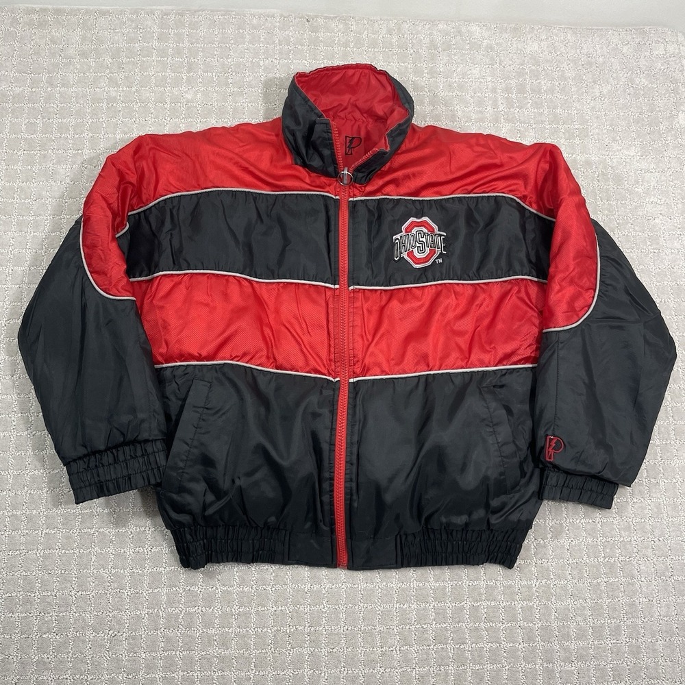 VTG 90s Ohio State Buckeyes Pro Player‎ Sz Large Reversible Puffer Jacket Coat